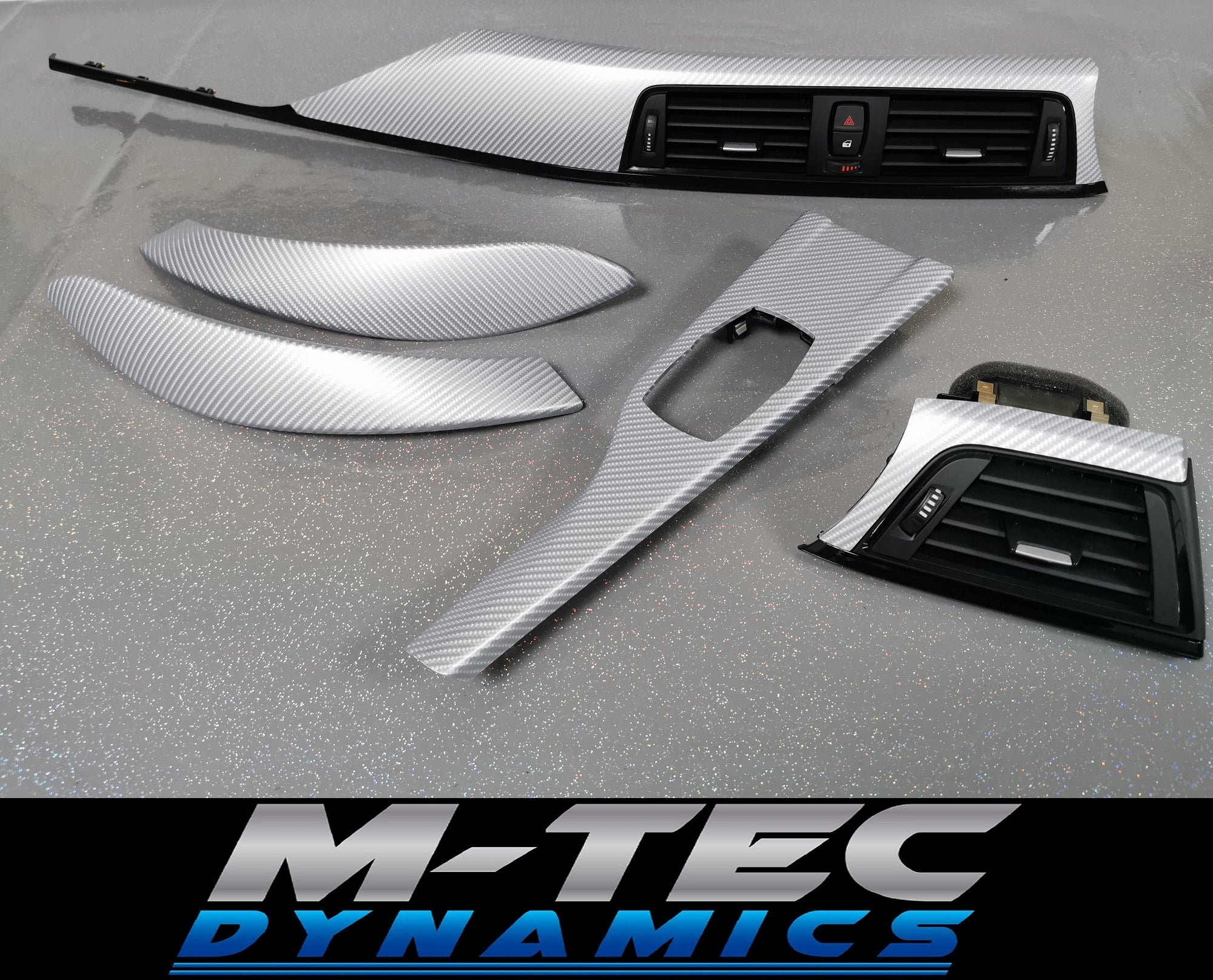 BMW F32 COUPE F82 M4 INTERIOR TRIM SET - 4D SILVER CARBON / BLACK ACCENT